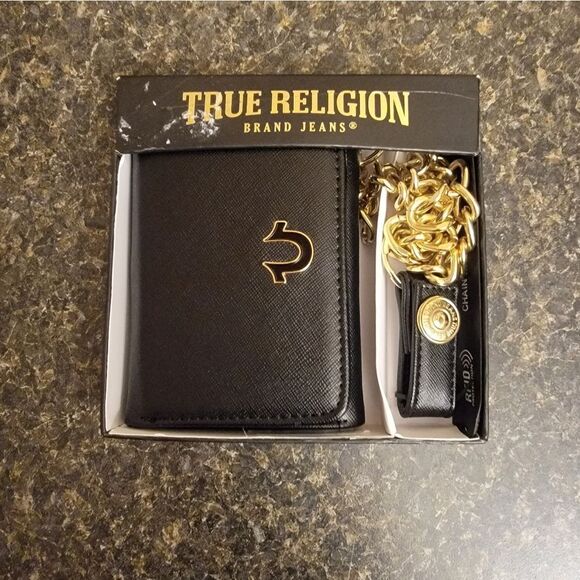 **DO NOT BUY--SOLD**True Religion Trifold Wallet With Chain - Picture 3 of 4